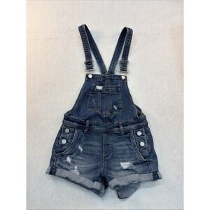 Blank NYC Blue Cotton Blend Mid Rise Sleeveless Denim Shortall Overall 25